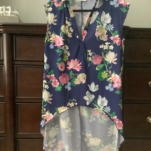 High low sleeveless floral top